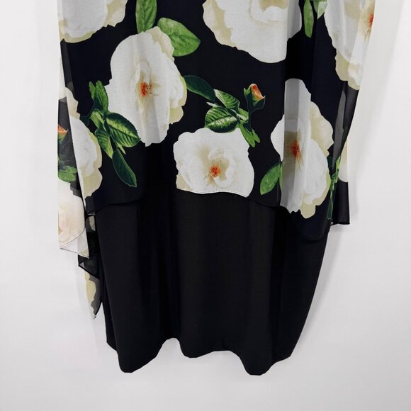 Tahari Arthur S. Levine Floral Layered Sleeveless Dress 20W Black  White plus - Picture 7 of 14